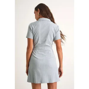 NWT Lulus Go-Getter Light Blue Corduroy Mini Dress With Pockets Casual Size XL thumbnail 3