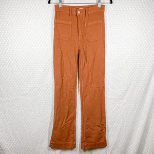 Faherty Burnt Orange Stretch Terry Patch‎ Pocket Bootcut Pants thumbnail 2