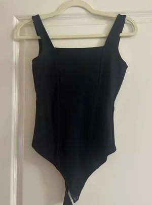Abercrombie & Fitch seamless corset bodysuit in black size small thumbnail 5