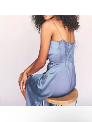 Reformation Elegant Blue silk Dress NEW thumbnail 3