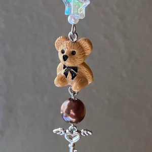 Handmade Kawaii retro y2k style teddy bear phone strap/accessory/keychain/bag charm/display🩵 thumbnail 6