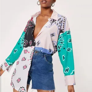 Nasty Gal | Oversized Bandana Print Satin Shirt Size S thumbnail 3