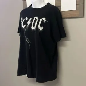 AC/DC Cotton:On Black Relaxed Boyfriend T-Shirt Distressed Goth Grunge Small thumbnail 2