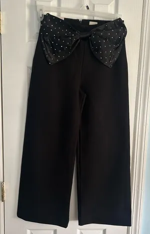 Maeve By Anthropologie The Colette Crop Bow Waist Sparkle Pants Sz 27 NWT thumbnail 1
