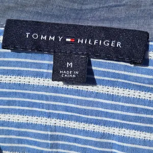 Tommy Hilfiger blue striped Partial button blouse Top M thumbnail 5