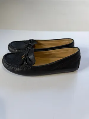 Michael Kors Black Pebbled Leather Bow Moccasin Flats thumbnail 2
