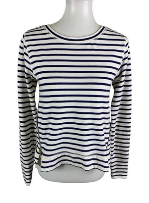 Stella And Dot Striped Long Sleeve Top‎ Blue White Crew Neck Casual Small thumbnail 1