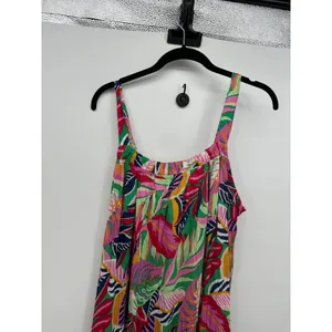 Goa by Japna Green Tropical Print Maxi Dress Womens Pockets Rayon‎ Size M Resort thumbnail 5