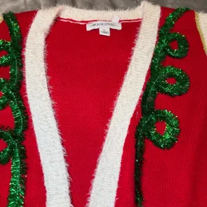 99 Jane Street Womens Size XL Christmas Santa Vest Red Candy Pocket Open Front thumbnail 6