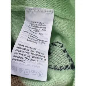 J.Crew 100% Cashmere Heart Print Sweater Mint Green Navy Blue Hearts XL Crewneck thumbnail 6