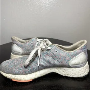 Adidas PureBOOST DPR Sneakers Knit Lace Up Grey White Chalk Coral Multi 6 thumbnail 3