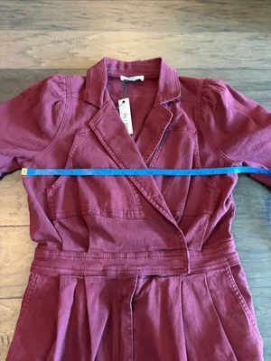 New With Tags Burgundy Day + Moon Stretch Denim Romper Sz M thumbnail 6