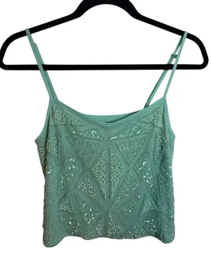 Nwt Forever 21 Aqua Beaded Y2K Cropped Camisole thumbnail 1