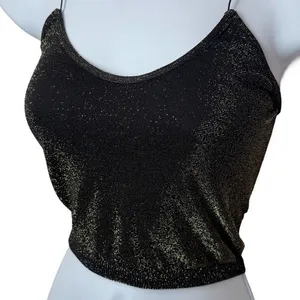 Intimately Free People Gold Sparkle Micro Brami Tank Festival Rave Whimsical M/L thumbnail 3