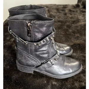 Sam Edelman Adele womens black leather Biker Moto boots studded Spiked 8 Biker thumbnail 1
