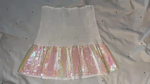 Queen of Sparkles White Sequin Skirt thumbnail 3