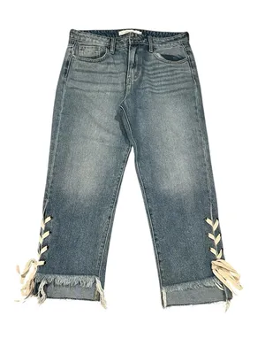 Hidden Tracey Lace-Up Hem Sides Ankle Crop Blue Jeans 29 thumbnail 7