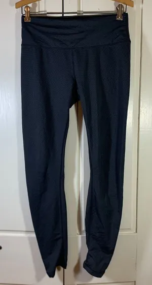Prana Womens Charcoal Gray Honeycomb‎ Textured High Rise Yoga Leggings Medium thumbnail 1