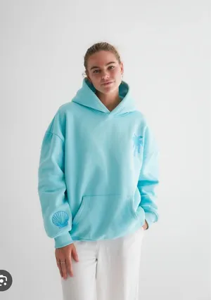 Pink Palm Puff Hoodie Blue thumbnail 1