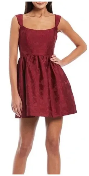 SACHIN & BABI Dress Size 0 Burgundy Mini‎ Fit & Flare Sleeveless Cocktail New thumbnail 1
