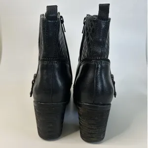 Earth Missoula Black Leather Lace Up‎ Ankle Boots Size 9 B Side Zip Stacked Heel thumbnail 12