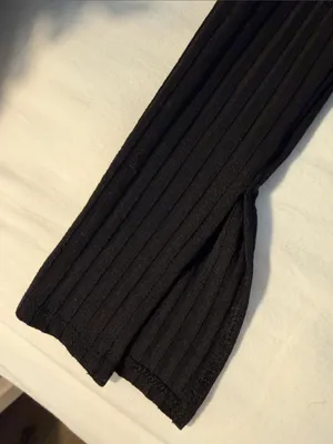 Madewell Black Ribbed Off-Shoulder Long Sleeve Top thumbnail 3