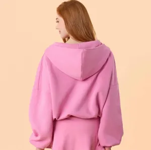 NWT! Blogilates Women's Marshmallow Full Zip Hooded Sweatshirt - Pink XL NEW! thumbnail 8