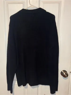 J. Crew women Black V-Neck Polo-Collar Sweater extra soft thumbnail 4