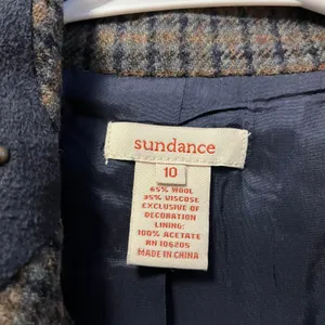 Sundance‎ Women's Wool Blend Plaid Studded Blazer Jacket Size 10 Brown Blue thumbnail 7
