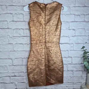 ELLIATT Rhian Metallic Ruched Mini Dress Rust Copper Bronze Bodycon XS Cocktail thumbnail 6