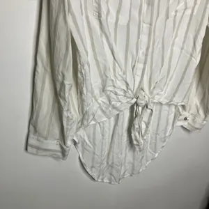 Maeve by‎ Anthropologie white & tan striped shirt button front womens size small thumbnail 4