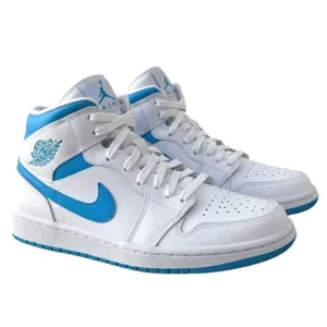 Nike Air Jordan 1 Mid UNC White University Blue Sneakers‎ Womens Size 7.5 thumbnail 2
