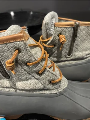 Sperry Gray and Tan Quilted Duck Boots thumbnail 4