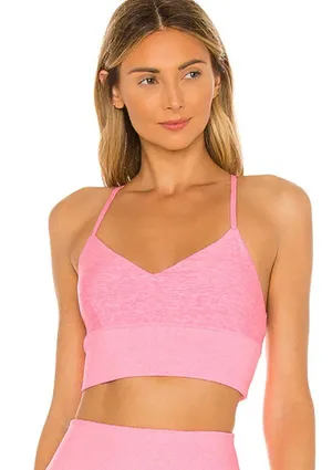 ALO YOGA Alosoft Lavish Sports Bra Macaron Pink Heather Size Small thumbnail 1
