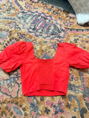 Gb red puff sleeve top thumbnail 2