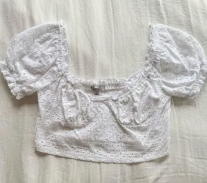 Altar'd State White Eyelet Puff Sleeve Top thumbnail 1