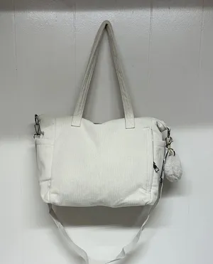 Elegant Cream Corduroy Women's Tote Bag thumbnail 1