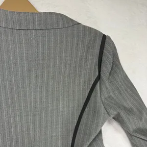 Jessica McClintock 8 Pinstripe Grey Blazer Black Trim Tailored Office Career Y2K thumbnail 8
