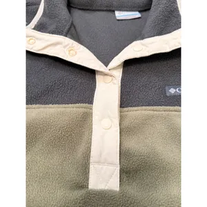 Columbia Colorblock Fleece Pullover Olive Charcoal Snap Neck Outdoor Womens M thumbnail 7