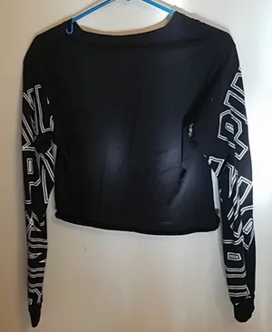 PINK VS long sleeve crop top black arm lettering thumbnail 2