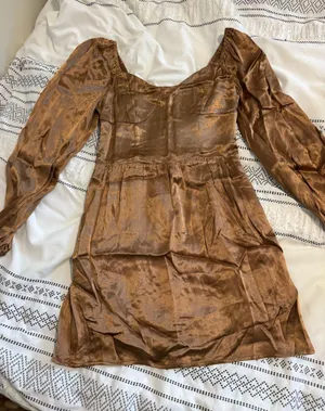 Altar'd State Long Sleeve Bronze Dress thumbnail 1