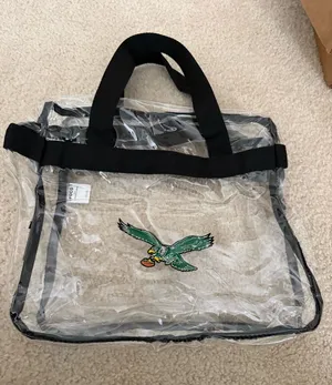 Clear Tote Bag with Green Eagle Patch White thumbnail 1