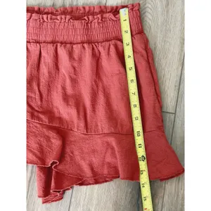 Liyo Hon Orange Ruffle Skort Elastic Waist Boho Mini Shorts Skirt L thumbnail 6
