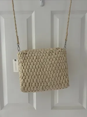 Anthropologie Beaded Woven Crossbody Bag in Natural Beige thumbnail 6
