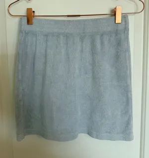 Tna Aritzia Terry Cloth Mini Skirt‎ Womens Small Light Blue Elastic Waist Plush thumbnail 1