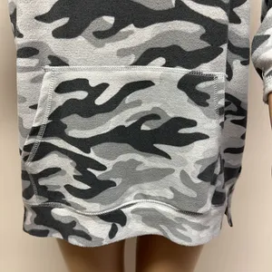 Retrology Long Sleeve Gray Toned Camouflage Top size S with front pouch pocket thumbnail 2