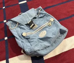 Kipling keeper blue Backpack Rucksack Parachute Med Bag Vtg Drawstring Nylon thumbnail 1