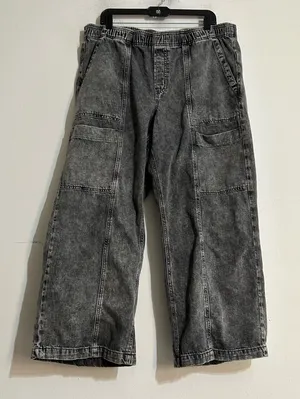 Gap High Rise Wide Leg Cargo Jeans Utility Black Wash Size XL thumbnail 1