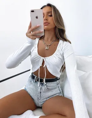 “Girl Gang” White Crop Top thumbnail 1