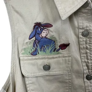 Vintage‎ Disney Pooh Eeyore Utility Vest Y2K Safari Embroidered Beige L thumbnail 3